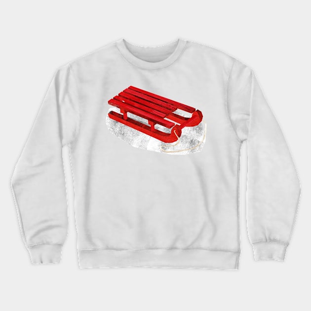 Red wooden sledge (with snow) Crewneck Sweatshirt by Babban Gaelg